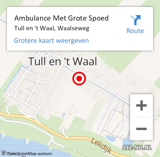 Locatie op kaart van de 112 melding: Ambulance Met Grote Spoed Naar Tull en 't Waal, Waalseweg op 7 januari 2017 19:00