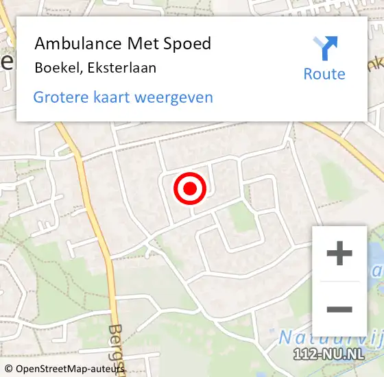 Locatie op kaart van de 112 melding: Ambulance Met Spoed Naar Boekel, Eksterlaan op 7 januari 2017 19:15