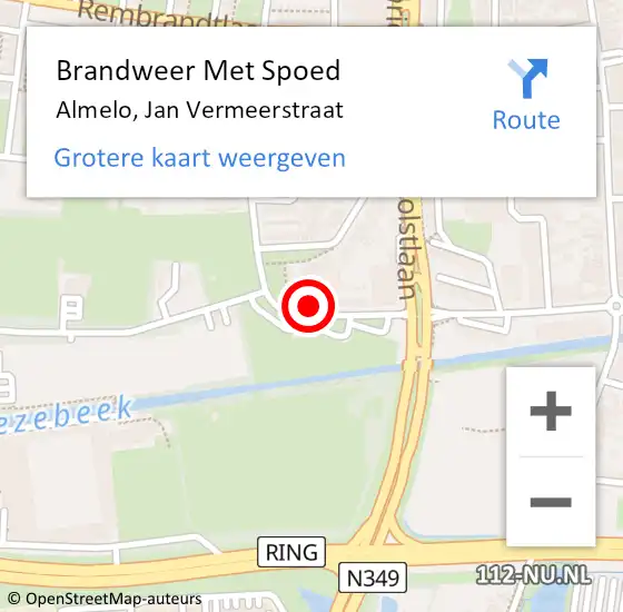 Locatie op kaart van de 112 melding: Brandweer Met Spoed Naar Almelo, Jan Vermeerstraat op 7 januari 2017 19:30