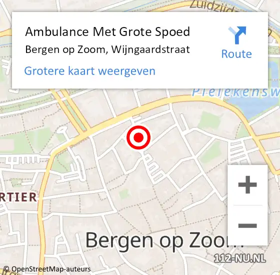 Locatie op kaart van de 112 melding: Ambulance Met Grote Spoed Naar Bergen op Zoom, Wijngaardstraat op 7 januari 2017 19:34