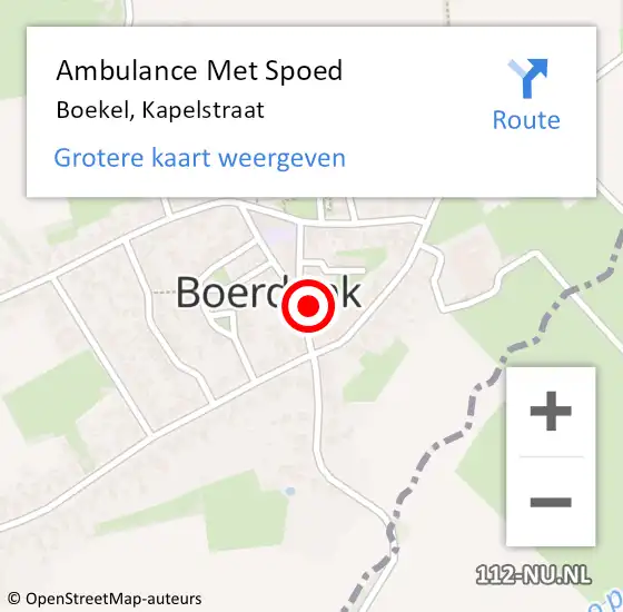 Locatie op kaart van de 112 melding: Ambulance Met Spoed Naar Boekel, Kapelstraat op 7 januari 2017 19:44