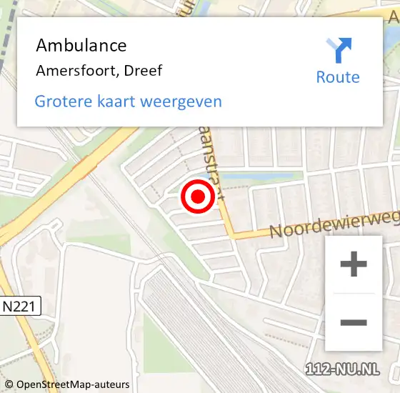 Locatie op kaart van de 112 melding: Ambulance Amersfoort, Dreef op 7 januari 2017 20:16