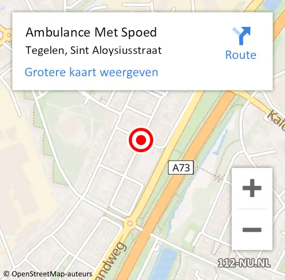 Locatie op kaart van de 112 melding: Ambulance Met Spoed Naar Tegelen, Sint Aloysiusstraat op 7 januari 2017 20:25