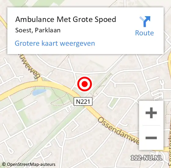 Locatie op kaart van de 112 melding: Ambulance Met Grote Spoed Naar Soest, Parklaan op 7 januari 2017 20:32