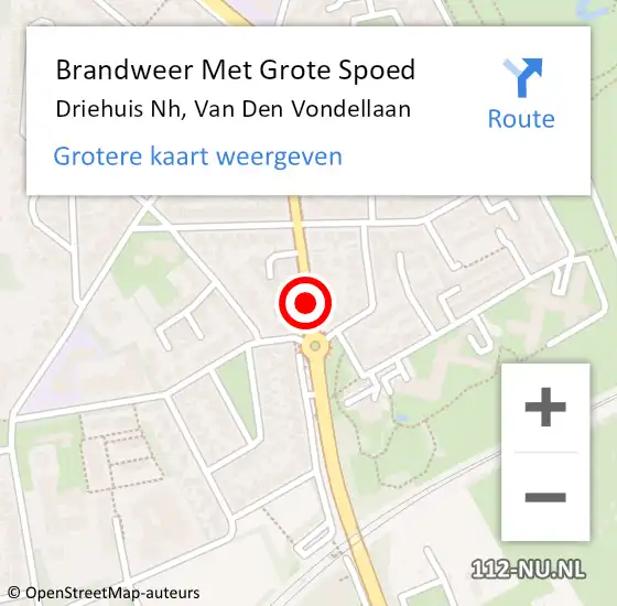 Locatie op kaart van de 112 melding: Brandweer Met Grote Spoed Naar Driehuis Nh, Van Den Vondellaan op 7 januari 2017 20:59