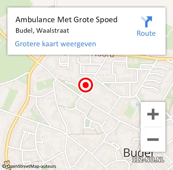 Locatie op kaart van de 112 melding: Ambulance Met Grote Spoed Naar Budel, Waalstraat op 7 januari 2017 21:40