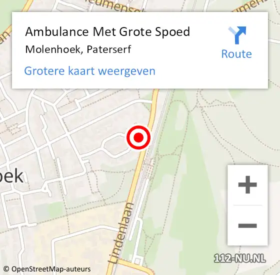 Locatie op kaart van de 112 melding: Ambulance Met Grote Spoed Naar Molenhoek, Paterserf op 7 januari 2017 21:42