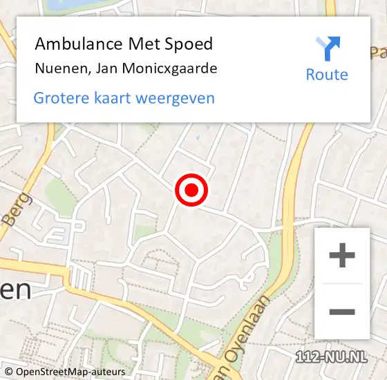 Locatie op kaart van de 112 melding: Ambulance Met Spoed Naar Nuenen, Jan Monicxgaarde op 7 januari 2017 23:03