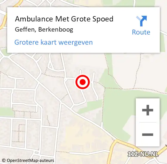 Locatie op kaart van de 112 melding: Ambulance Met Grote Spoed Naar Geffen, Berkenboog op 8 januari 2017 00:51