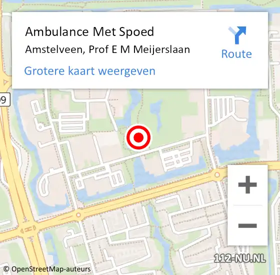 Locatie op kaart van de 112 melding: Ambulance Met Spoed Naar Amstelveen, Prof E M Meijerslaan op 8 januari 2017 01:14