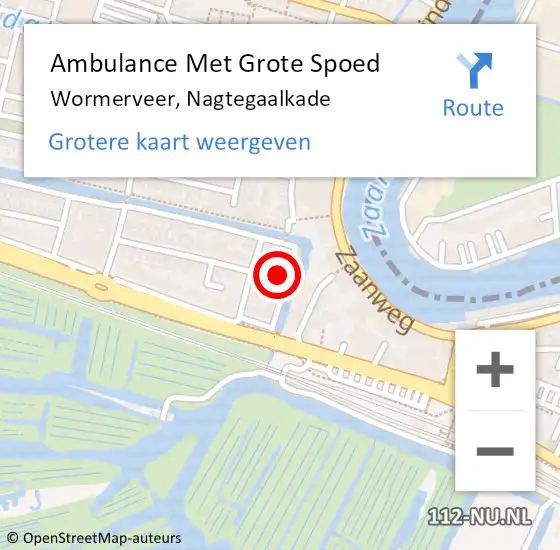 Locatie op kaart van de 112 melding: Ambulance Met Grote Spoed Naar Wormerveer, Nagtegaalkade op 8 januari 2017 02:22