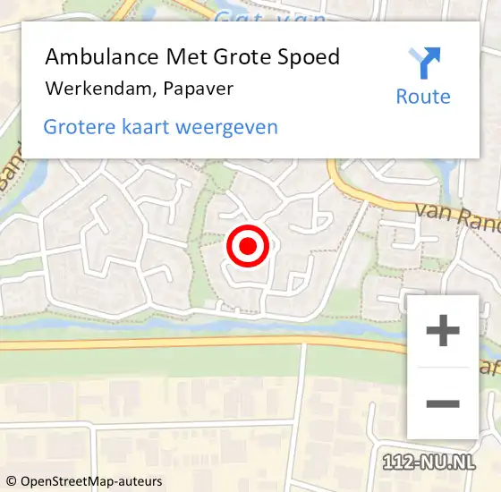 Locatie op kaart van de 112 melding: Ambulance Met Grote Spoed Naar Werkendam, Papaver op 8 januari 2017 02:43