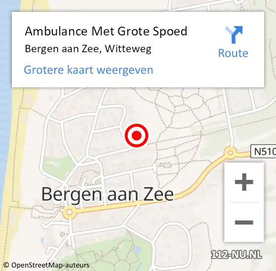 Locatie op kaart van de 112 melding: Ambulance Met Grote Spoed Naar Bergen aan Zee, Witteweg op 8 januari 2017 02:54