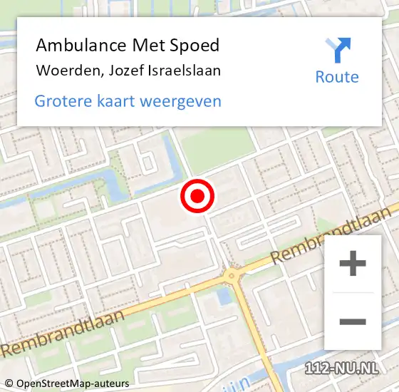 Locatie op kaart van de 112 melding: Ambulance Met Spoed Naar Woerden, Jozef Israelslaan op 8 januari 2017 03:05