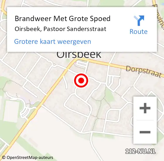 Locatie op kaart van de 112 melding: Brandweer Met Grote Spoed Naar Oirsbeek, Pastoor Sandersstraat op 8 januari 2017 03:28