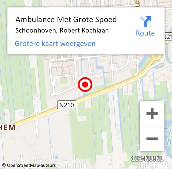 Locatie op kaart van de 112 melding: Ambulance Met Grote Spoed Naar Schoonhoven, Robert Kochlaan op 8 januari 2017 03:55