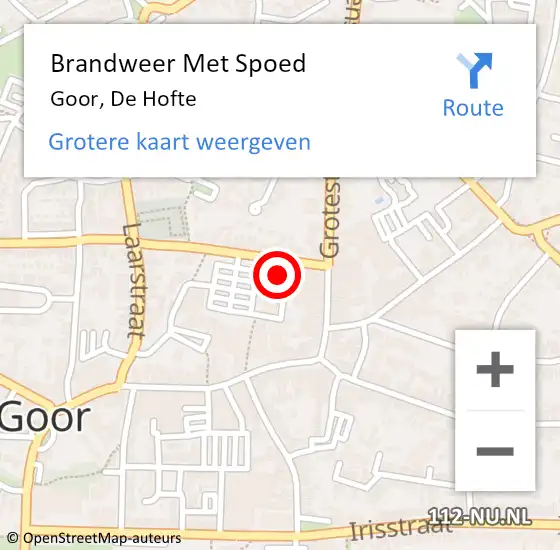 Locatie op kaart van de 112 melding: Brandweer Met Spoed Naar Goor, De Hofte op 8 januari 2017 08:10