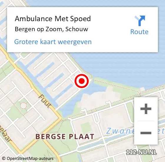 Locatie op kaart van de 112 melding: Ambulance Met Spoed Naar Bergen op Zoom, Schouw op 8 januari 2017 08:42