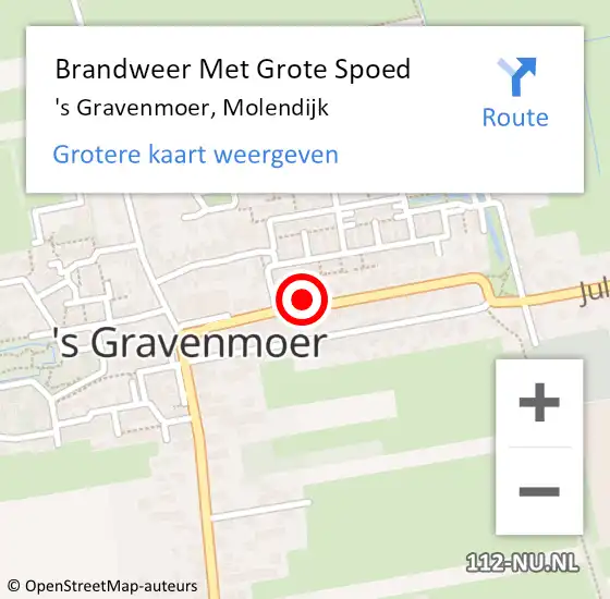 Locatie op kaart van de 112 melding: Brandweer Met Grote Spoed Naar 's Gravenmoer, Molendijk op 8 januari 2017 09:12