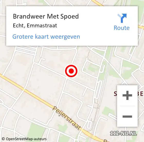 Locatie op kaart van de 112 melding: Brandweer Met Spoed Naar Echt, Emmastraat op 8 januari 2017 10:39