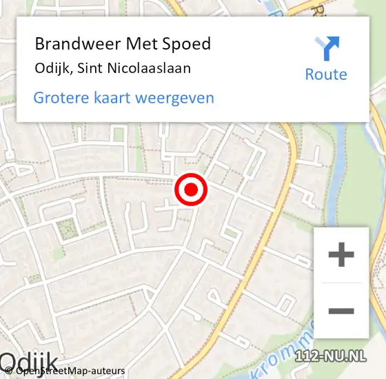 Locatie op kaart van de 112 melding: Brandweer Met Spoed Naar Odijk, Sint Nicolaaslaan op 8 januari 2017 10:39