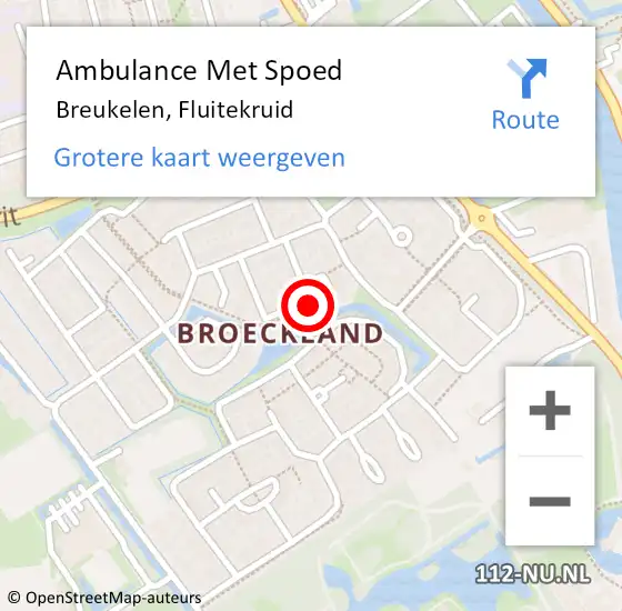 Locatie op kaart van de 112 melding: Ambulance Met Spoed Naar Breukelen, Fluitekruid op 8 januari 2017 11:16