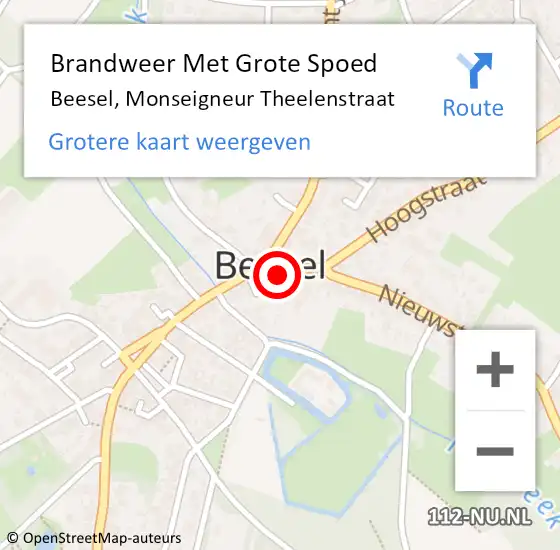 Locatie op kaart van de 112 melding: Brandweer Met Grote Spoed Naar Beesel, Monseigneur Theelenstraat op 8 januari 2017 11:38