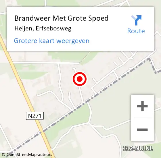 Locatie op kaart van de 112 melding: Brandweer Met Grote Spoed Naar Heijen, Erfsebosweg op 8 januari 2017 12:21