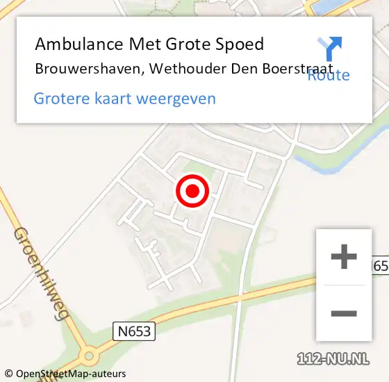 Locatie op kaart van de 112 melding: Ambulance Met Grote Spoed Naar Brouwershaven, Wethouder Den Boerstraat op 8 januari 2017 12:29