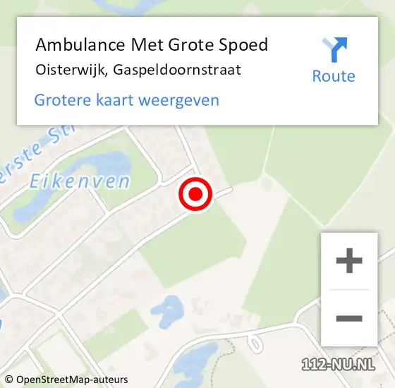 Locatie op kaart van de 112 melding: Ambulance Met Grote Spoed Naar Oisterwijk, Gaspeldoornstraat op 8 januari 2017 12:32