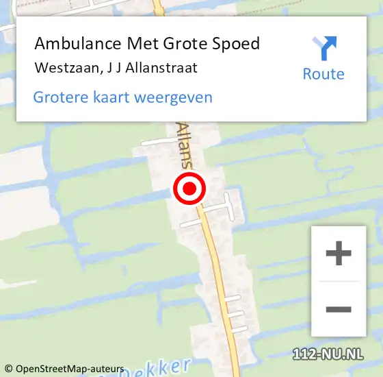 Locatie op kaart van de 112 melding: Ambulance Met Grote Spoed Naar Westzaan, J J Allanstraat op 8 januari 2017 13:01