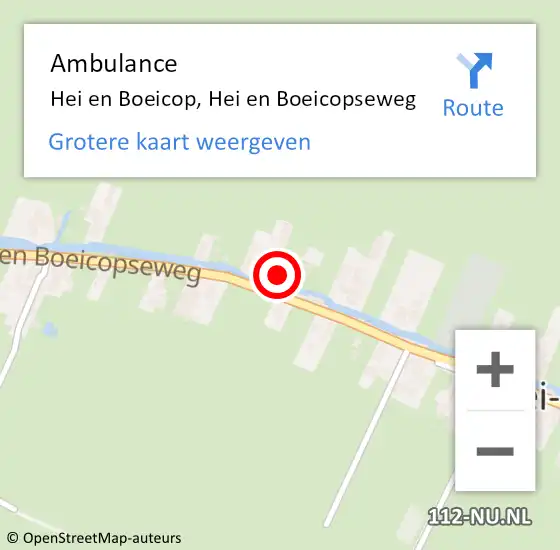 Locatie op kaart van de 112 melding: Ambulance Hei en Boeicop, Hei en Boeicopseweg op 8 januari 2017 13:25