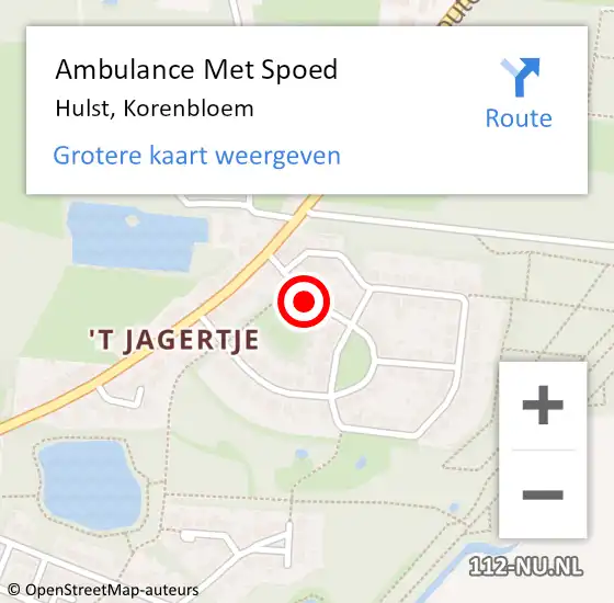 Locatie op kaart van de 112 melding: Ambulance Met Spoed Naar Hulst, Korenbloem op 8 januari 2017 14:34