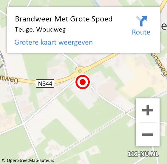 Locatie op kaart van de 112 melding: Brandweer Met Grote Spoed Naar Teuge, Woudweg op 8 januari 2017 15:58