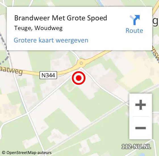 Locatie op kaart van de 112 melding: Brandweer Met Grote Spoed Naar Teuge, Woudweg op 8 januari 2017 16:00