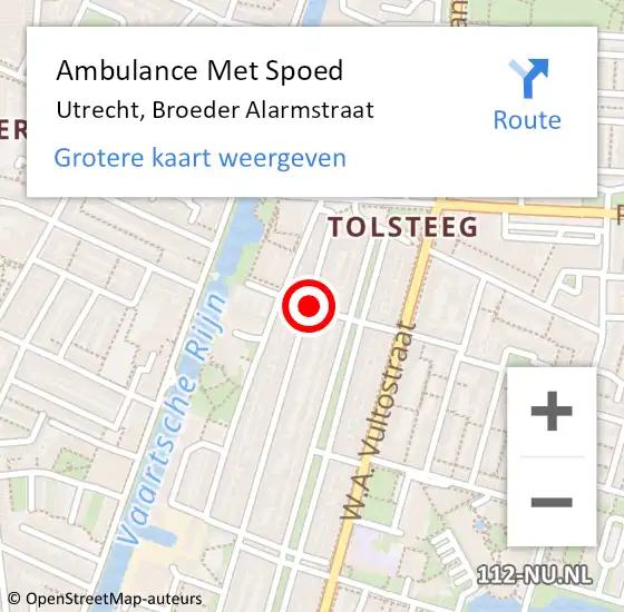 Locatie op kaart van de 112 melding: Ambulance Met Spoed Naar Utrecht, Broeder Alarmstraat op 8 januari 2017 16:01