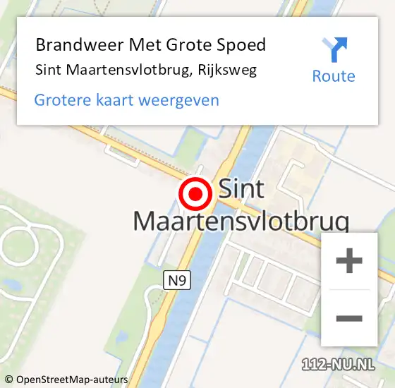 Locatie op kaart van de 112 melding: Brandweer Met Grote Spoed Naar Sint Maartensvlotbrug, Rijksweg op 8 januari 2017 16:15