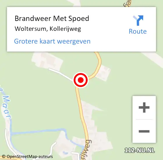 Locatie op kaart van de 112 melding: Brandweer Met Spoed Naar Woltersum, Kollerijweg op 7 januari 2014 10:13