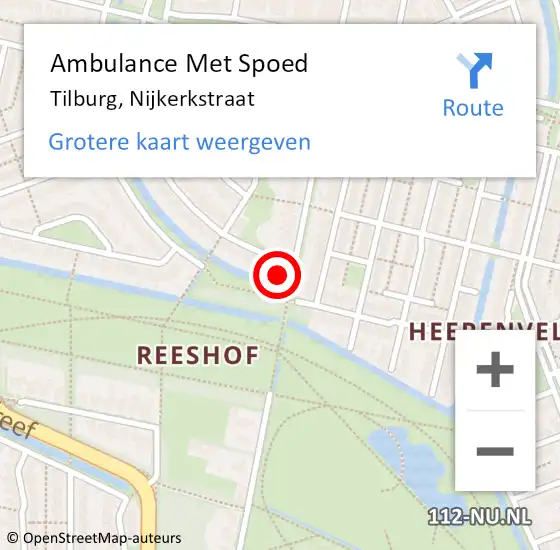 Locatie op kaart van de 112 melding: Ambulance Met Spoed Naar Tilburg, Nijkerkstraat op 8 januari 2017 16:32