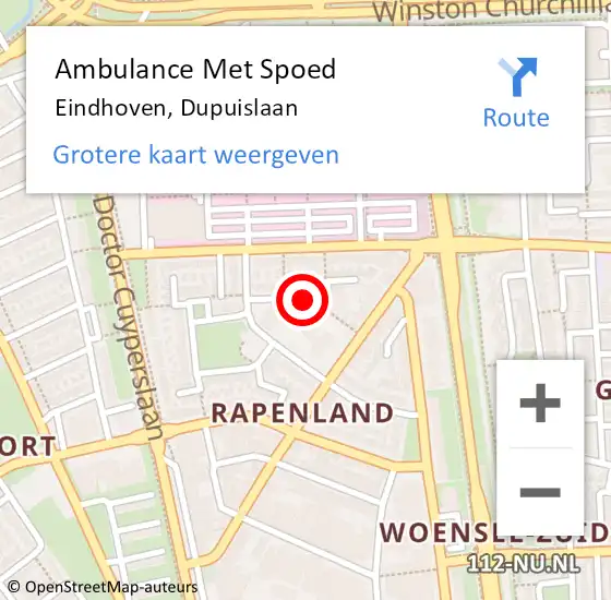 Locatie op kaart van de 112 melding: Ambulance Met Spoed Naar Eindhoven, Dupuislaan op 8 januari 2017 16:55