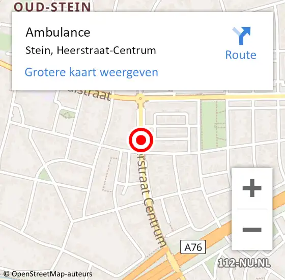 Locatie op kaart van de 112 melding: Ambulance Stein, Heerstraat-Centrum op 8 januari 2017 17:06