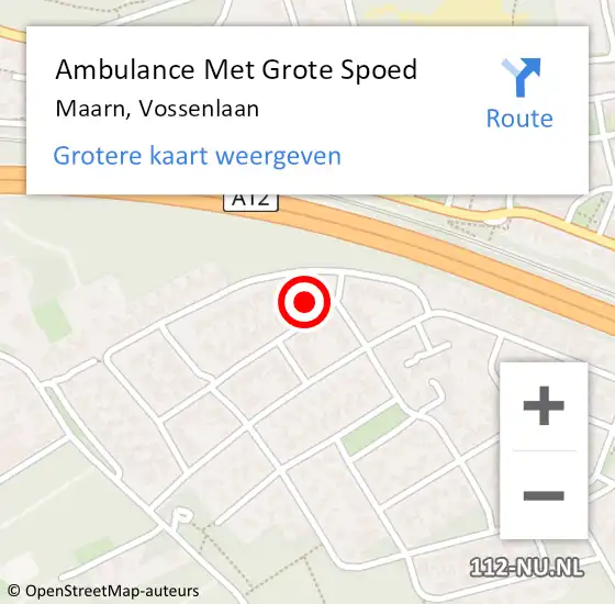 Locatie op kaart van de 112 melding: Ambulance Met Grote Spoed Naar Maarn, Vossenlaan op 8 januari 2017 17:34