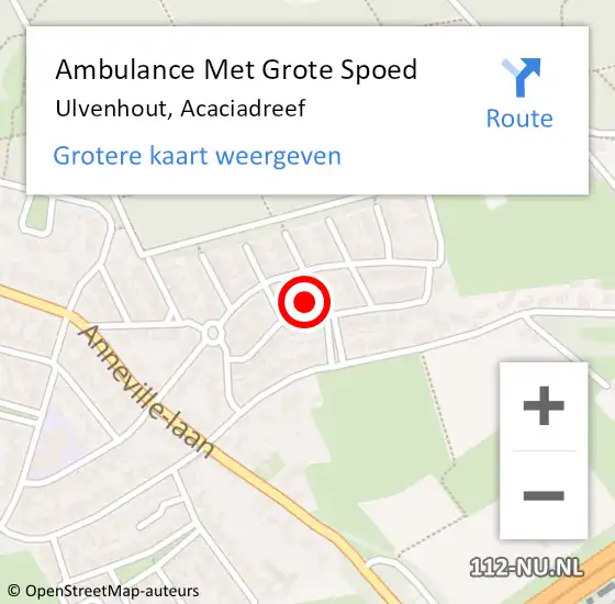 Locatie op kaart van de 112 melding: Ambulance Met Grote Spoed Naar Ulvenhout, Acaciadreef op 8 januari 2017 17:52