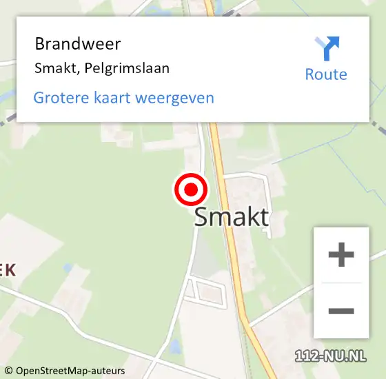 Locatie op kaart van de 112 melding: Brandweer Smakt, Pelgrimslaan op 8 januari 2017 18:45