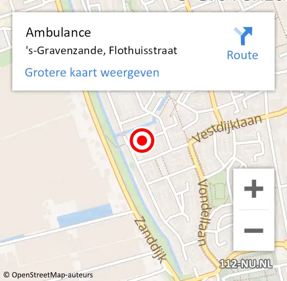 Locatie op kaart van de 112 melding: Ambulance 's-Gravenzande, Flothuisstraat op 8 januari 2017 19:00