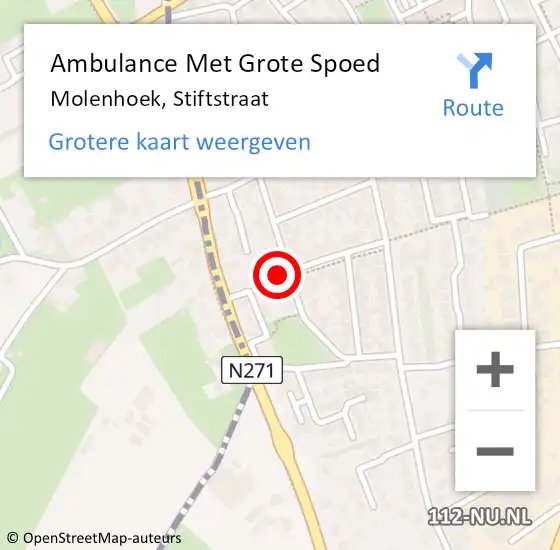 Locatie op kaart van de 112 melding: Ambulance Met Grote Spoed Naar Molenhoek, Stiftstraat op 8 januari 2017 19:13