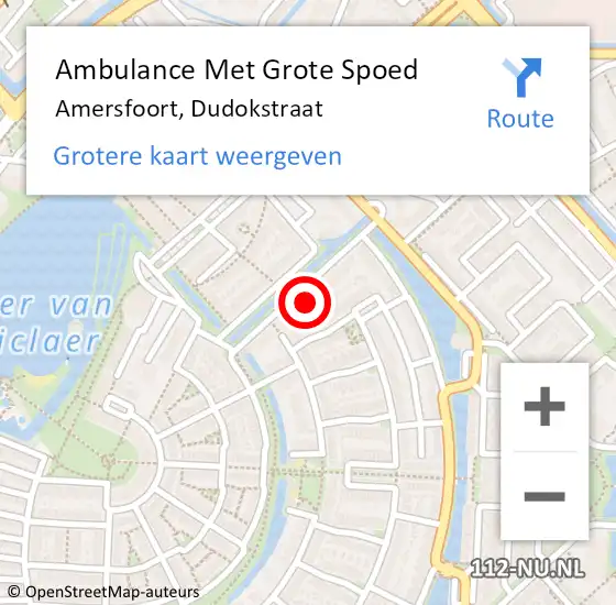 Locatie op kaart van de 112 melding: Ambulance Met Grote Spoed Naar Amersfoort, Dudokstraat op 8 januari 2017 19:15