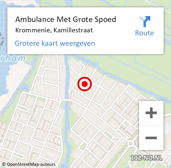 Locatie op kaart van de 112 melding: Ambulance Met Grote Spoed Naar Krommenie, Kamillestraat op 8 januari 2017 19:32