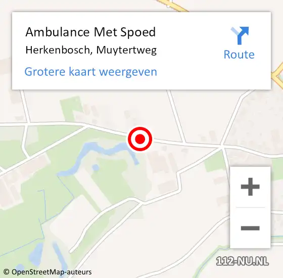 Locatie op kaart van de 112 melding: Ambulance Met Spoed Naar Herkenbosch, Muytertweg op 7 januari 2014 10:31