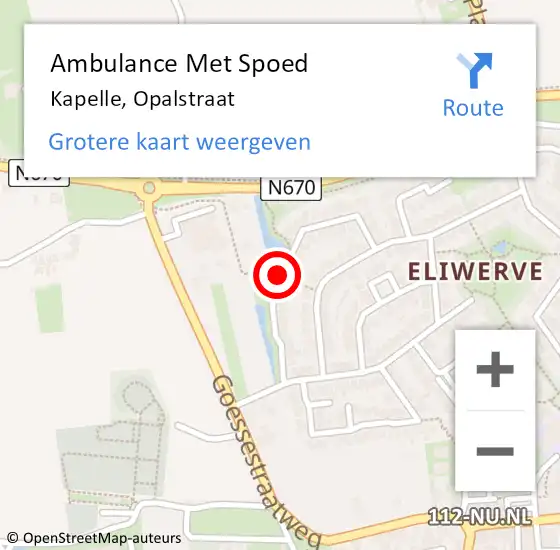 Locatie op kaart van de 112 melding: Ambulance Met Spoed Naar Kapelle, Opalstraat op 7 januari 2014 10:32